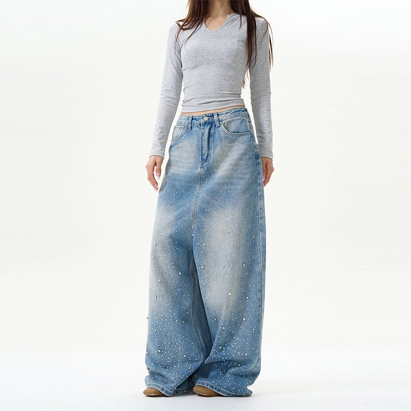 TJ10119 Diamond Wide-Leg Jeans
