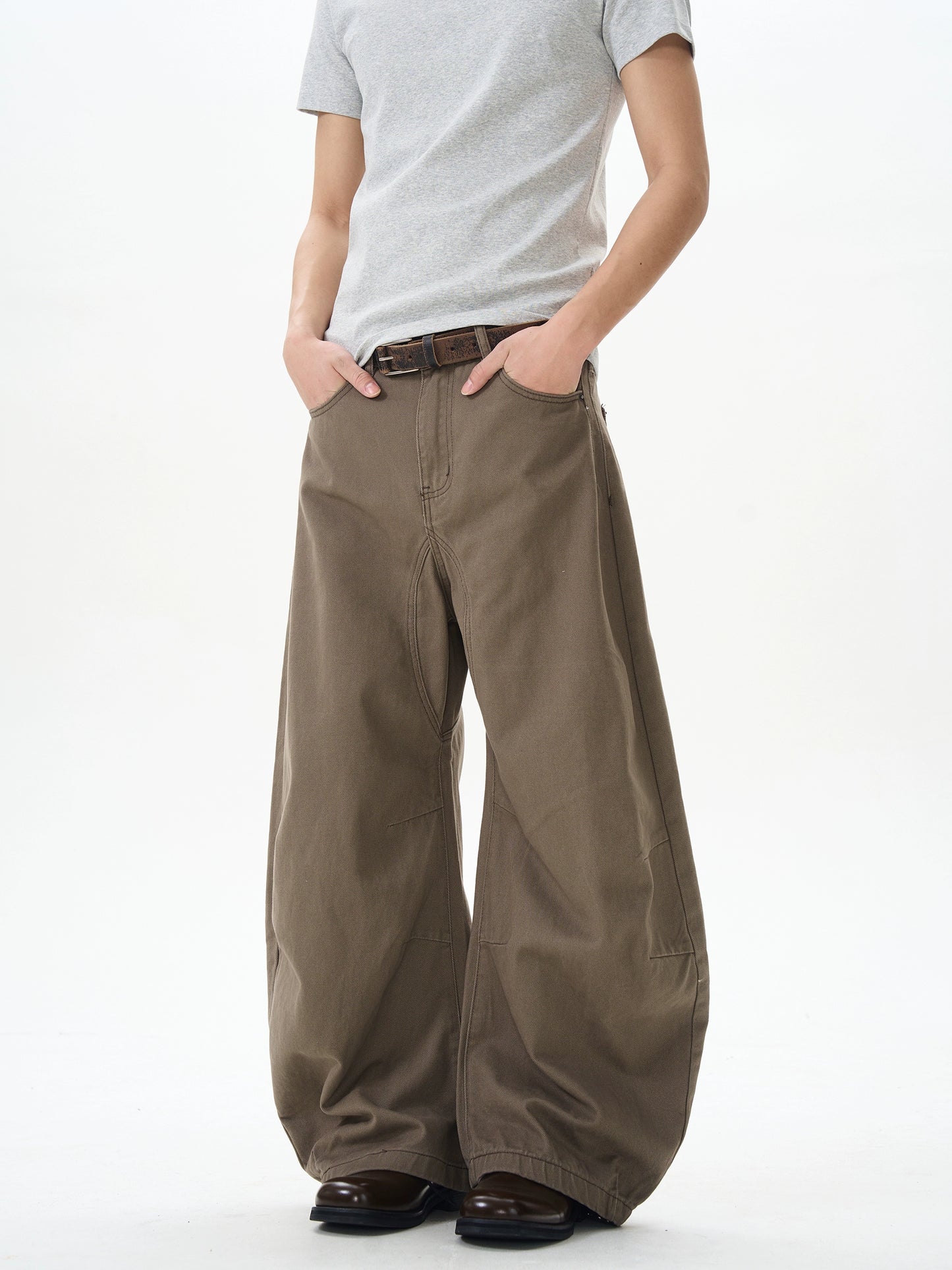 TJ10073 Baggy Coffee Brown Trousers
