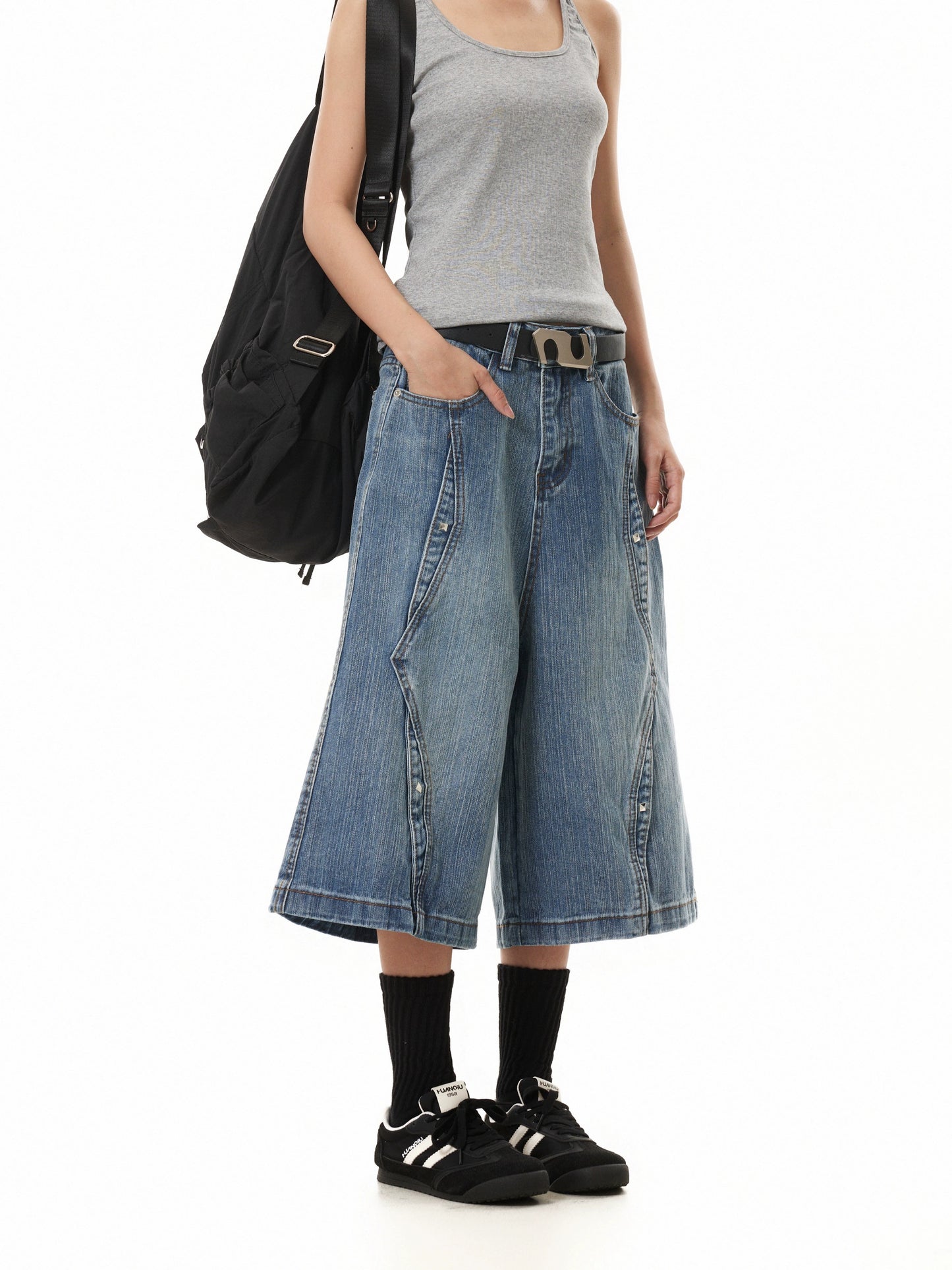 TJ10116 Baggy Deconstructed Vintages Washed Jorts