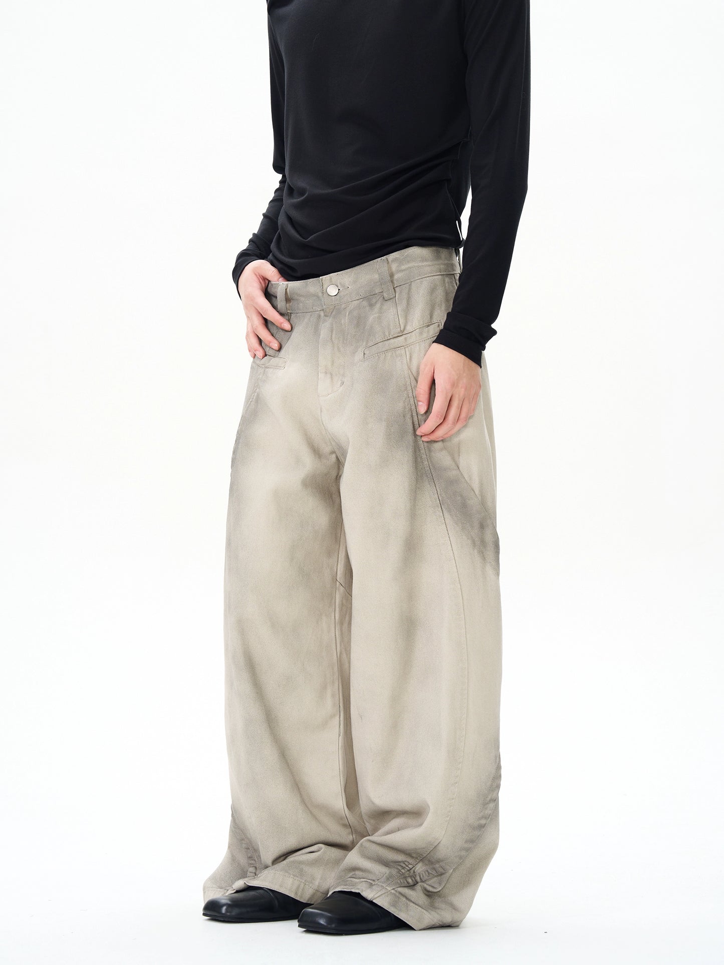 TJ10083 Baggy Dirty White Washed Trousers