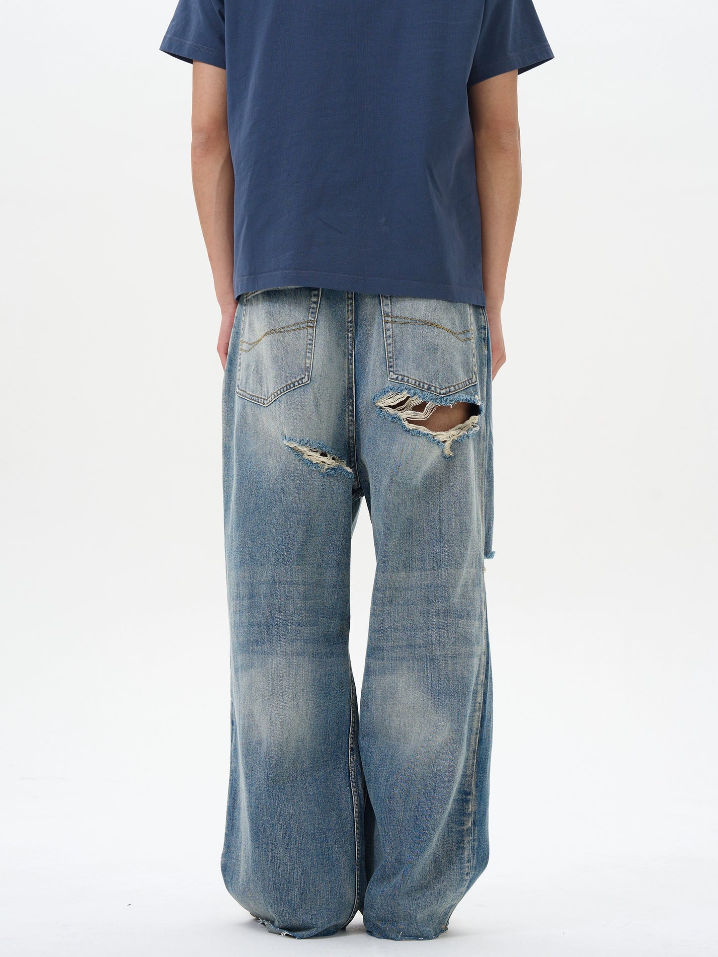 TJ10078 Baggy Distressed Ripped Jeans