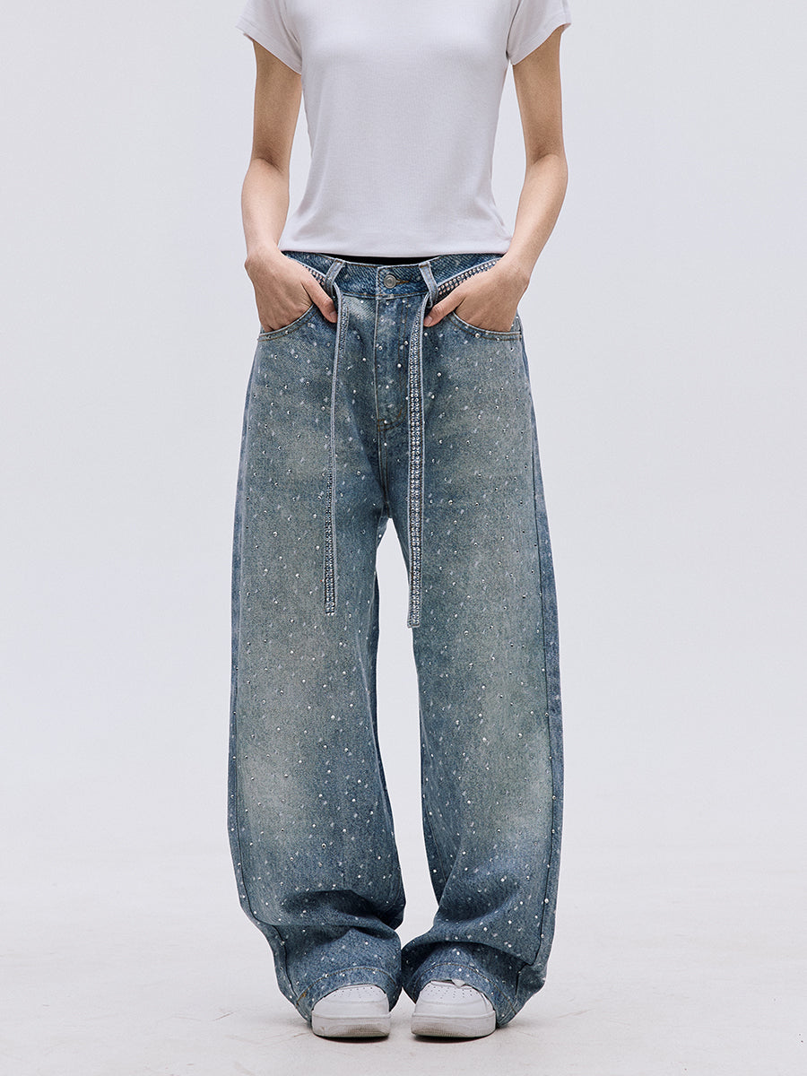 TJ10104 Baggy Starry Diamond Jeans