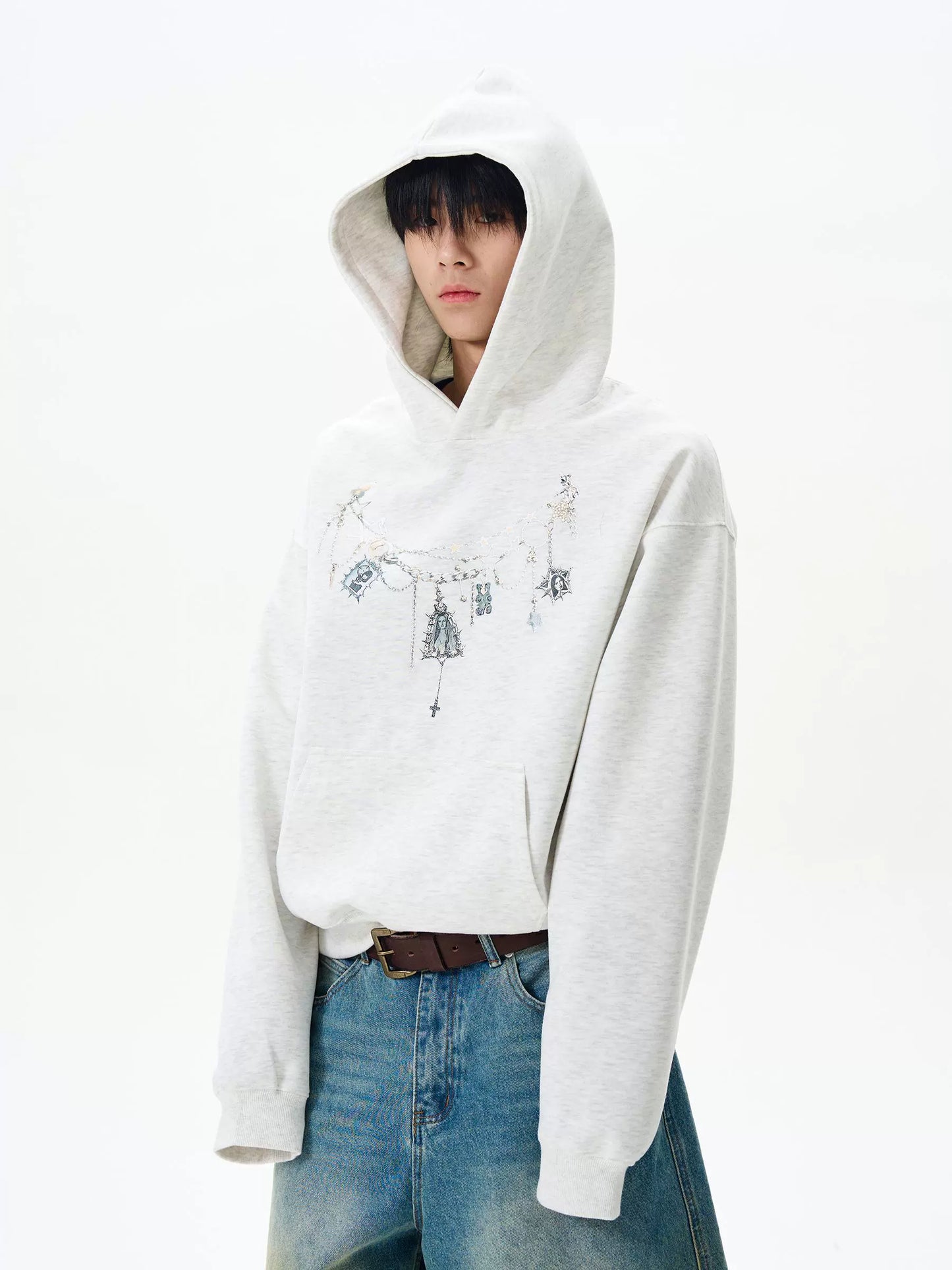 HS10050 Oversized Printed Necklace Design Hoodie