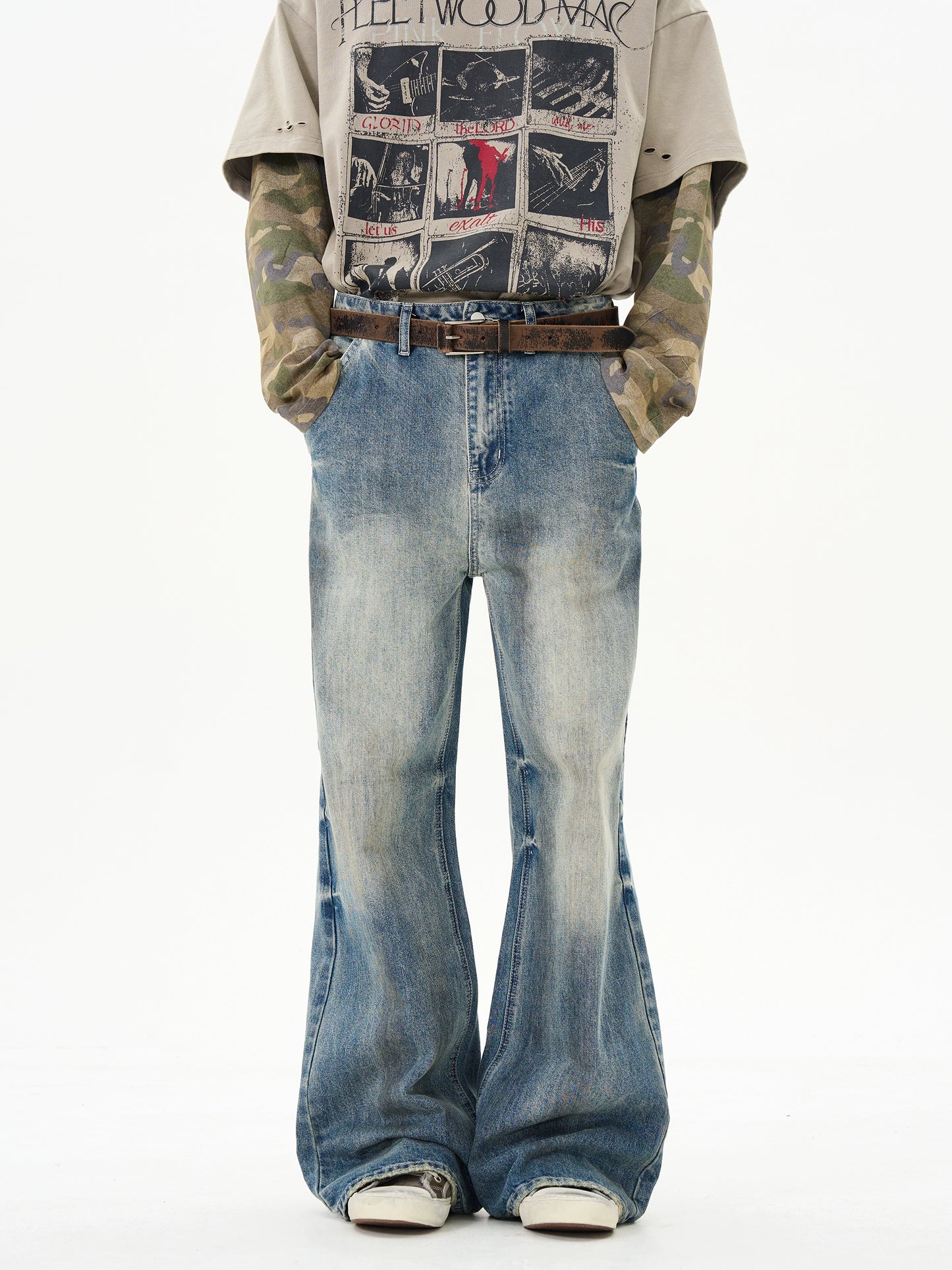 TJ10080 Flare Dirty Washed Bootcut Jeans