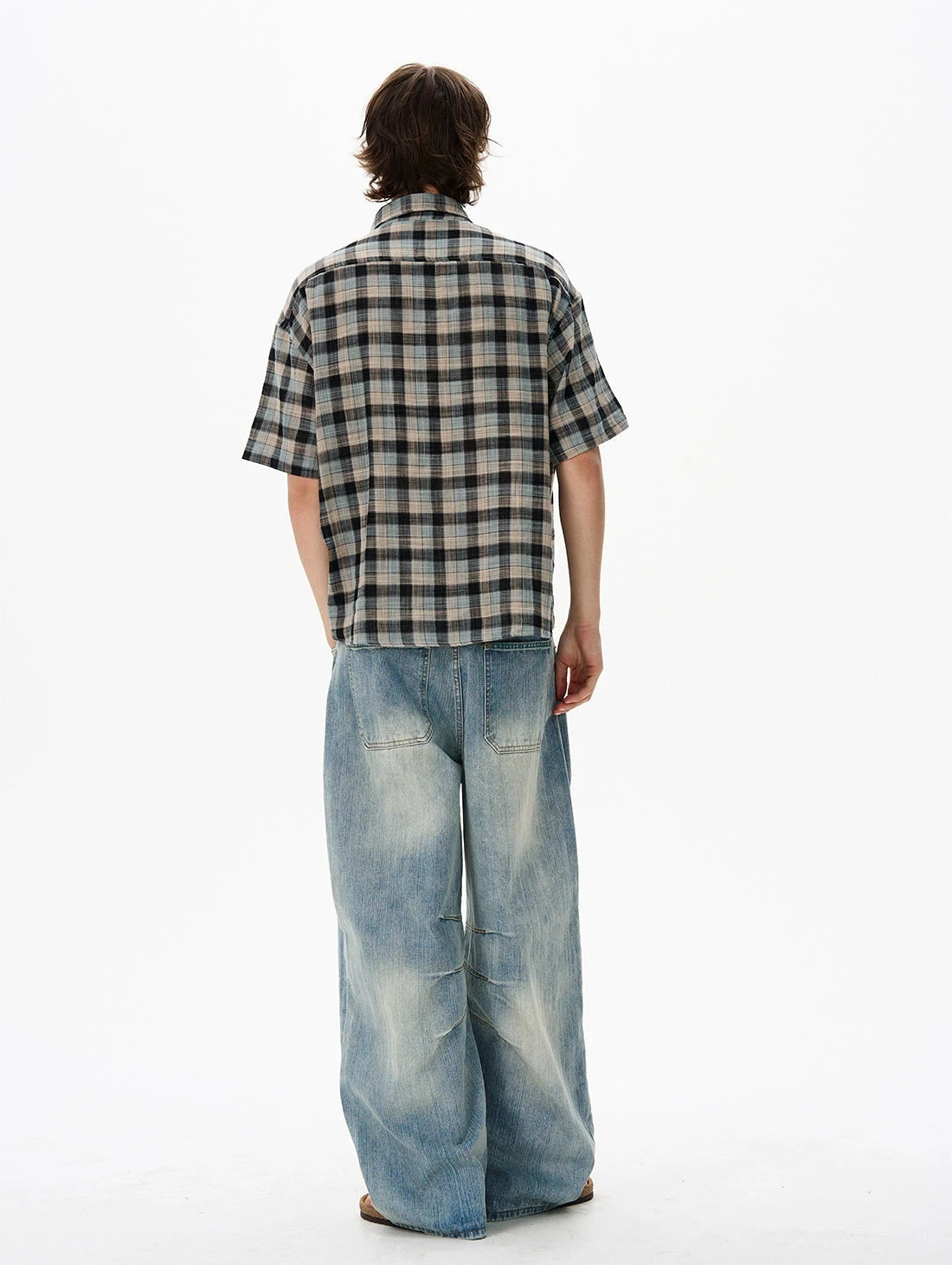 JS10083 Short-Sleeved Plaid Shirt