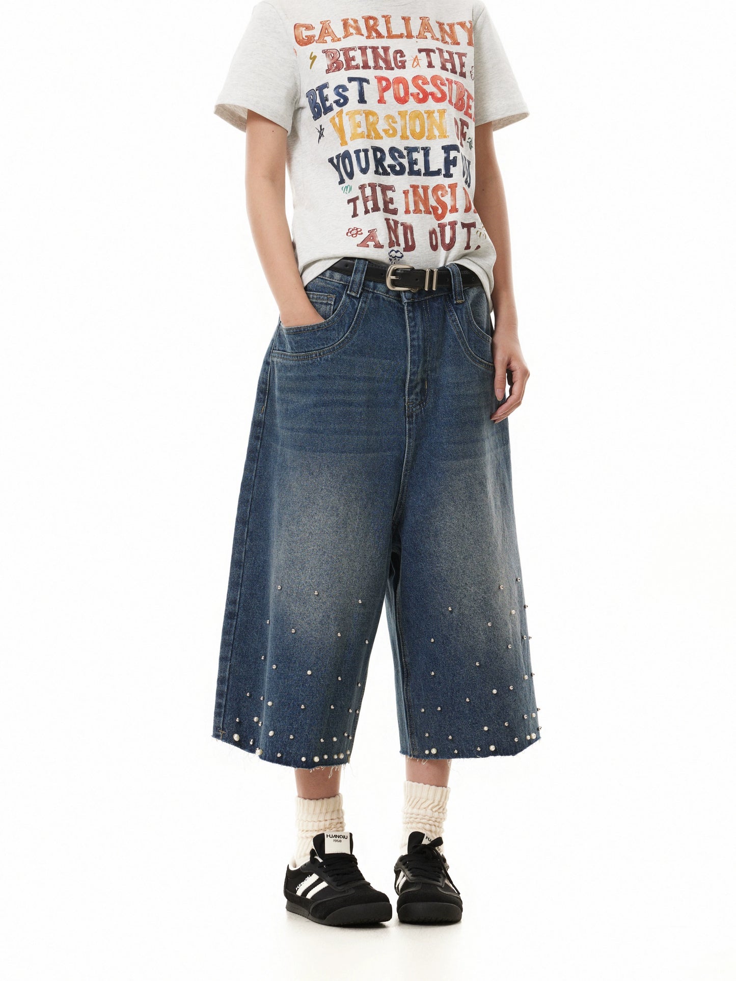 TJ10115 Baggy Washed blue Pearl Jorts