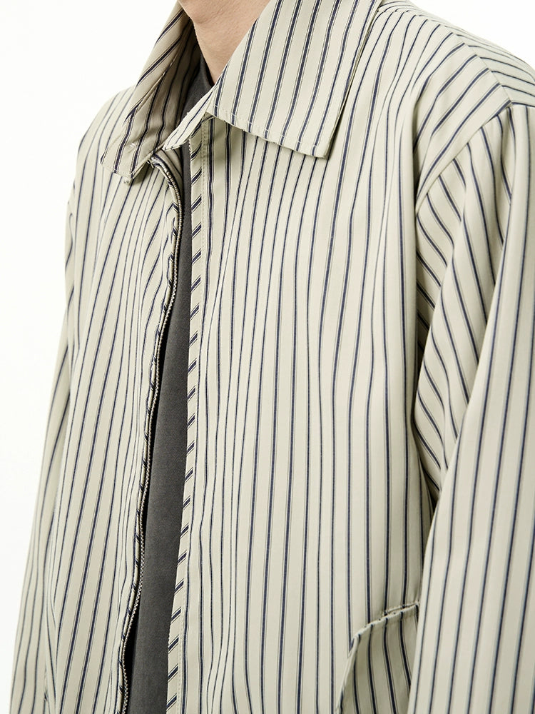 JS10024 Oversized Shirt/ Urban Stripe Zip-Up
