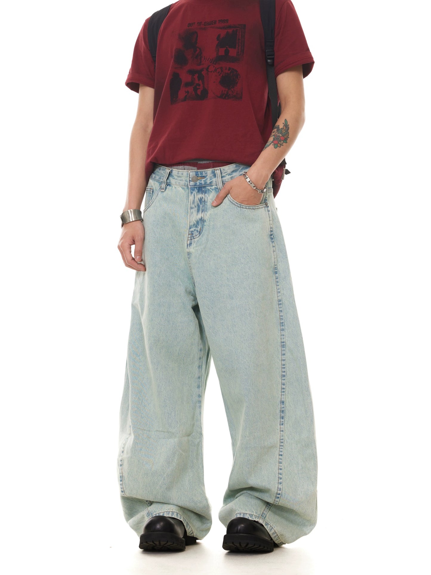 TJ10106 Baggy Icy Blue Washed Jeans