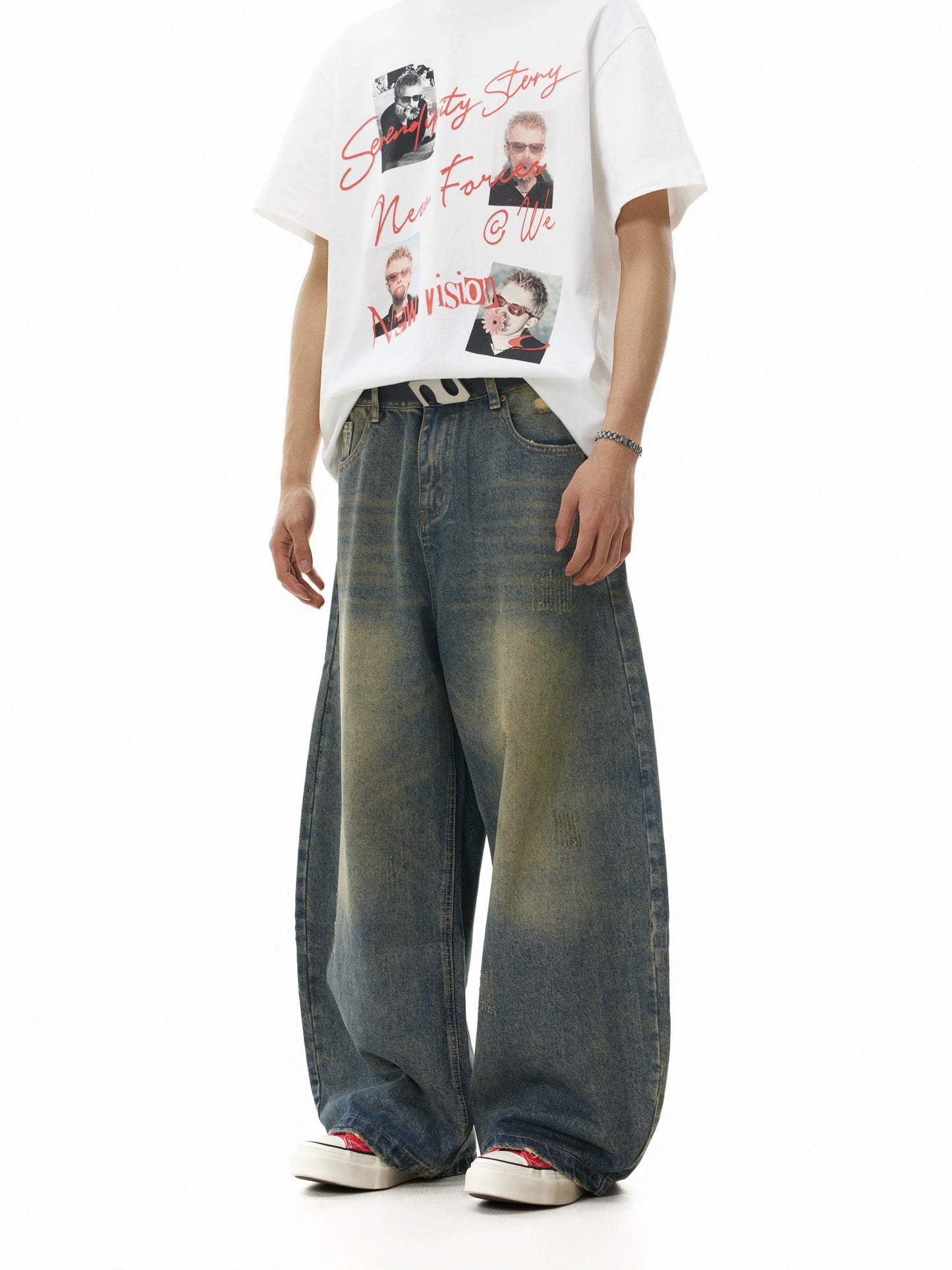 TJ10149 Baggy Retro Yellow Washed Jeans