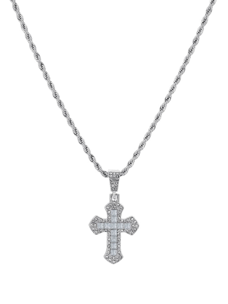Cross zircon necklace men's high-end sense niche men's collarbone sweater chain trendy handsome style boys accessories