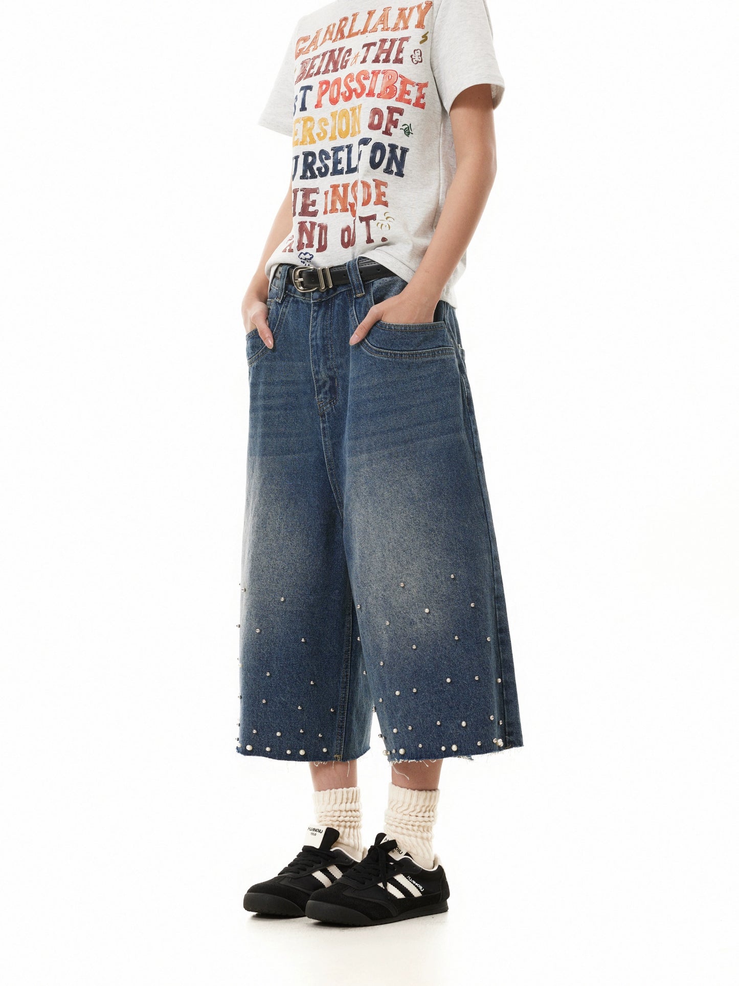 TJ10115 Baggy Washed blue Pearl Jorts
