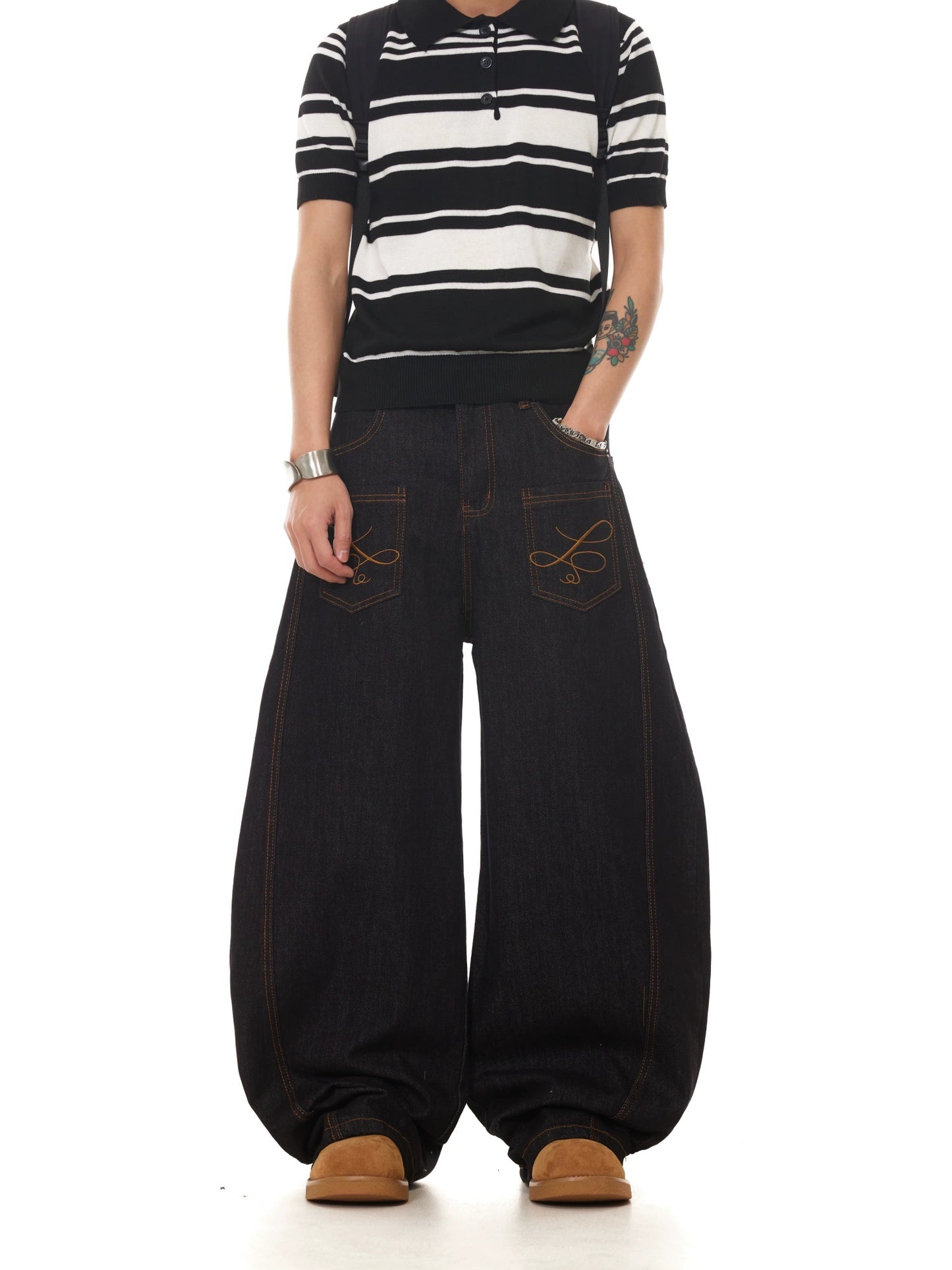 TJ10136 Baggy Reverse Pocket Jeans