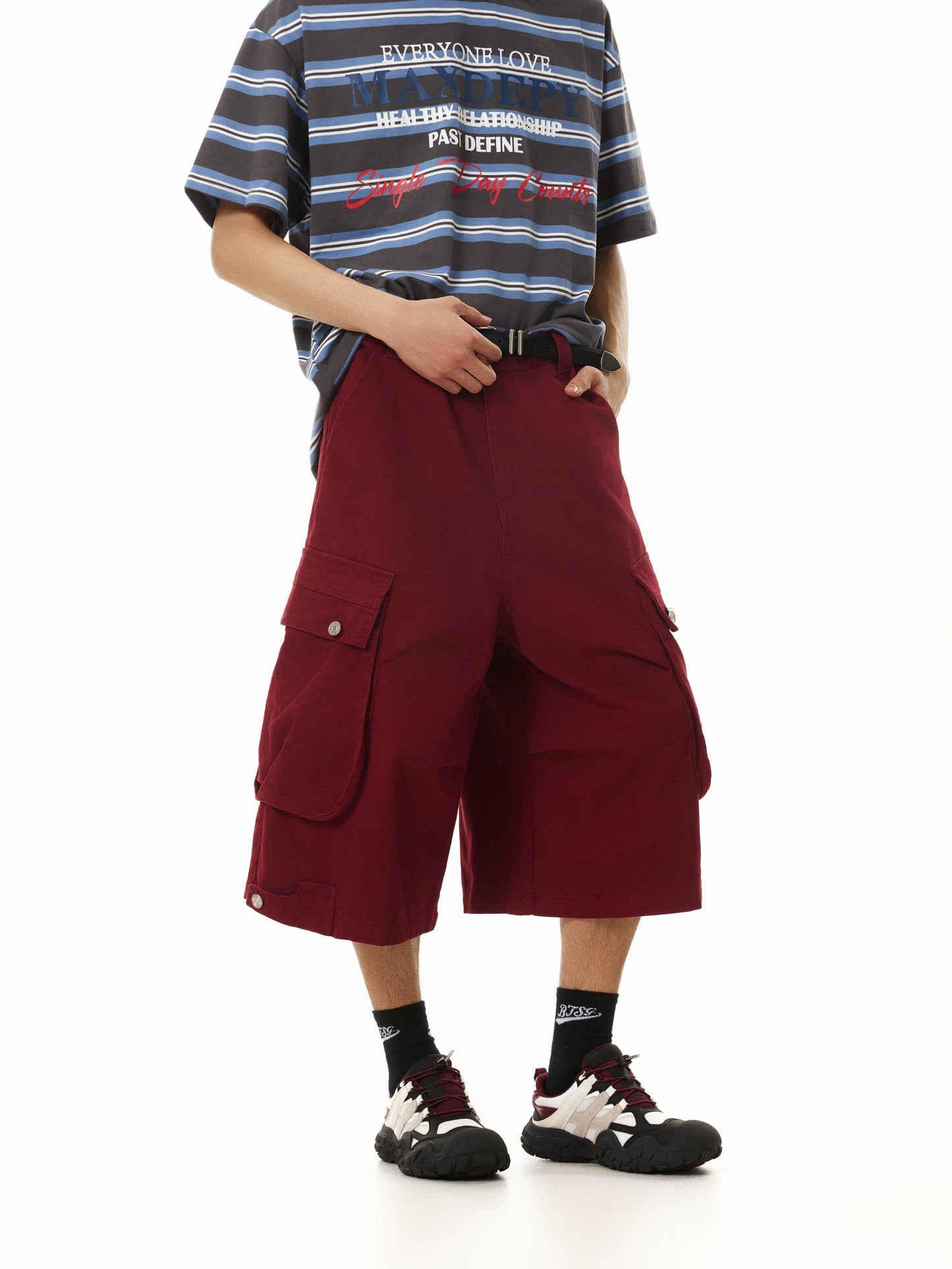 TJ10140 Baggy Multi Pockets Pleated Jorts
