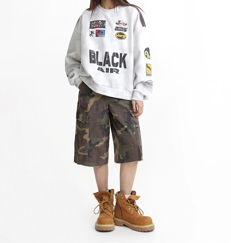 HS10030 Oversized sweater/ Faded Racing Theme