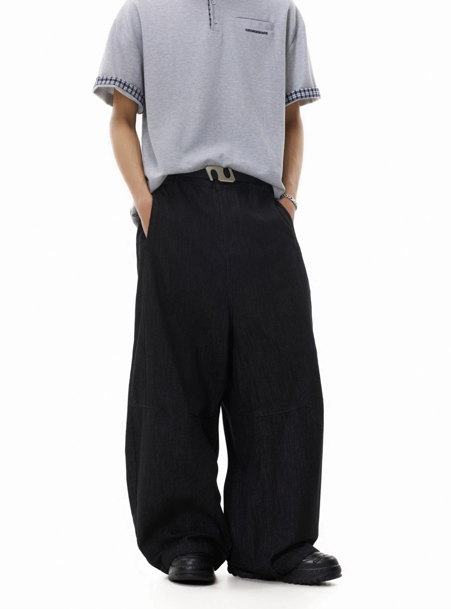 TJ10147 Baggy American Retro Pleated Jeans