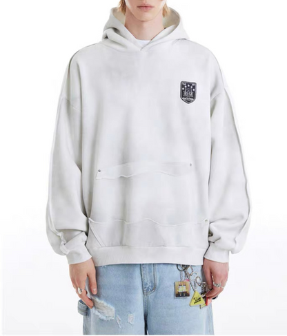 HS10029 Oversized hoodie/ Dirty Embroidered Badge