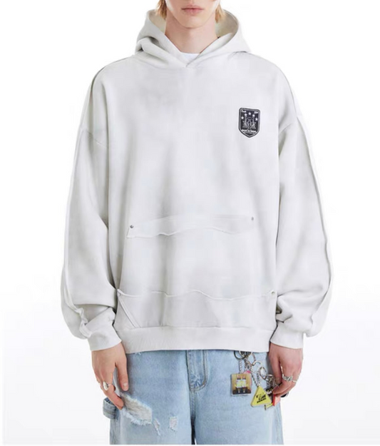 HS10029 Oversized hoodie/ Dirty Embroidered Badge