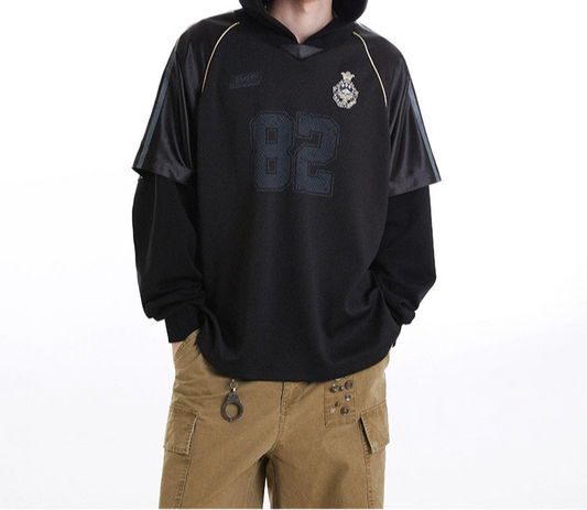 HS10031 Oversized hoodie/ Jersey Hybrid