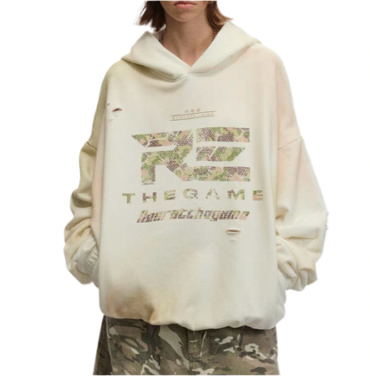 HS10001 Oversized hoodie/ Rust Wash Camo Game