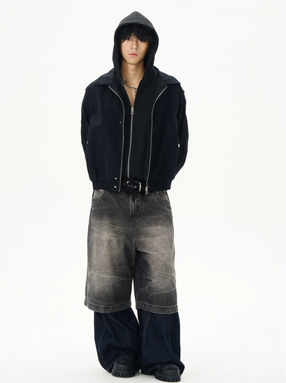 JS10063 Oversized Two-layer Design Cargo Jacket Hoodie