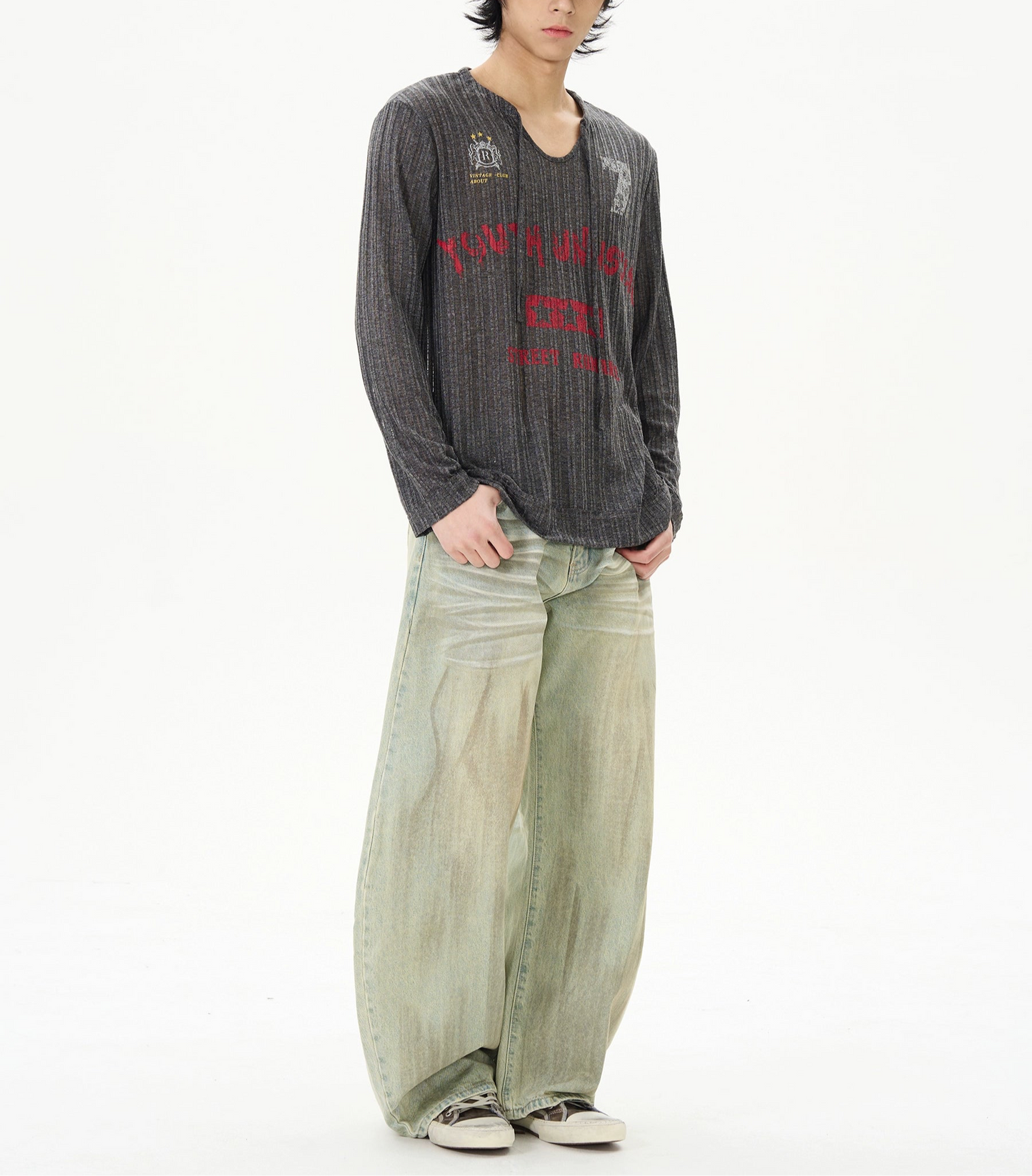 TJ10066 Baggy Dirty Washed Jeans