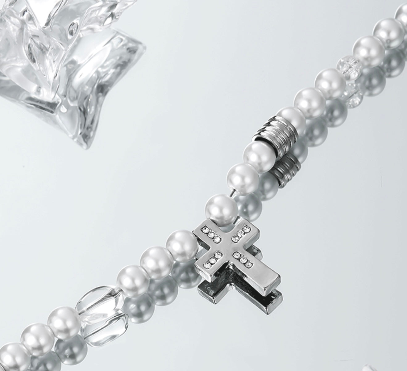 CN1014 Cross Necklace/ Baroque pearl