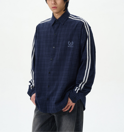 JS10078 Oversized Plaid Stripes Shirts