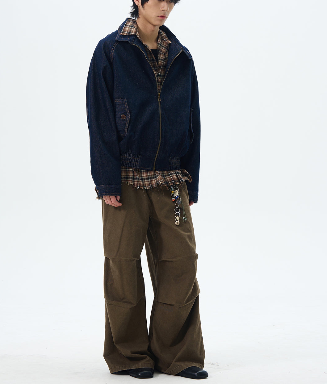 JS10079 Oversized High Neck Denim Cargo Jacket