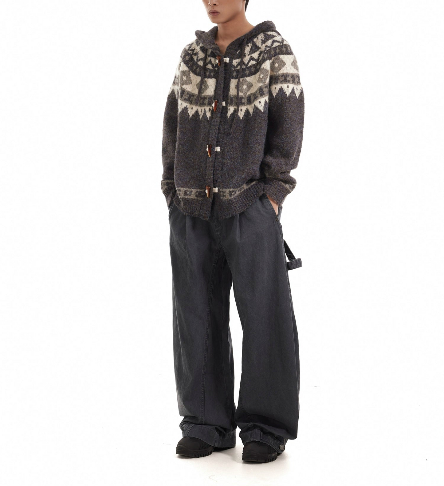 HS10041 Loose Cardigan Hoodie/ Nordic Heritage Knit