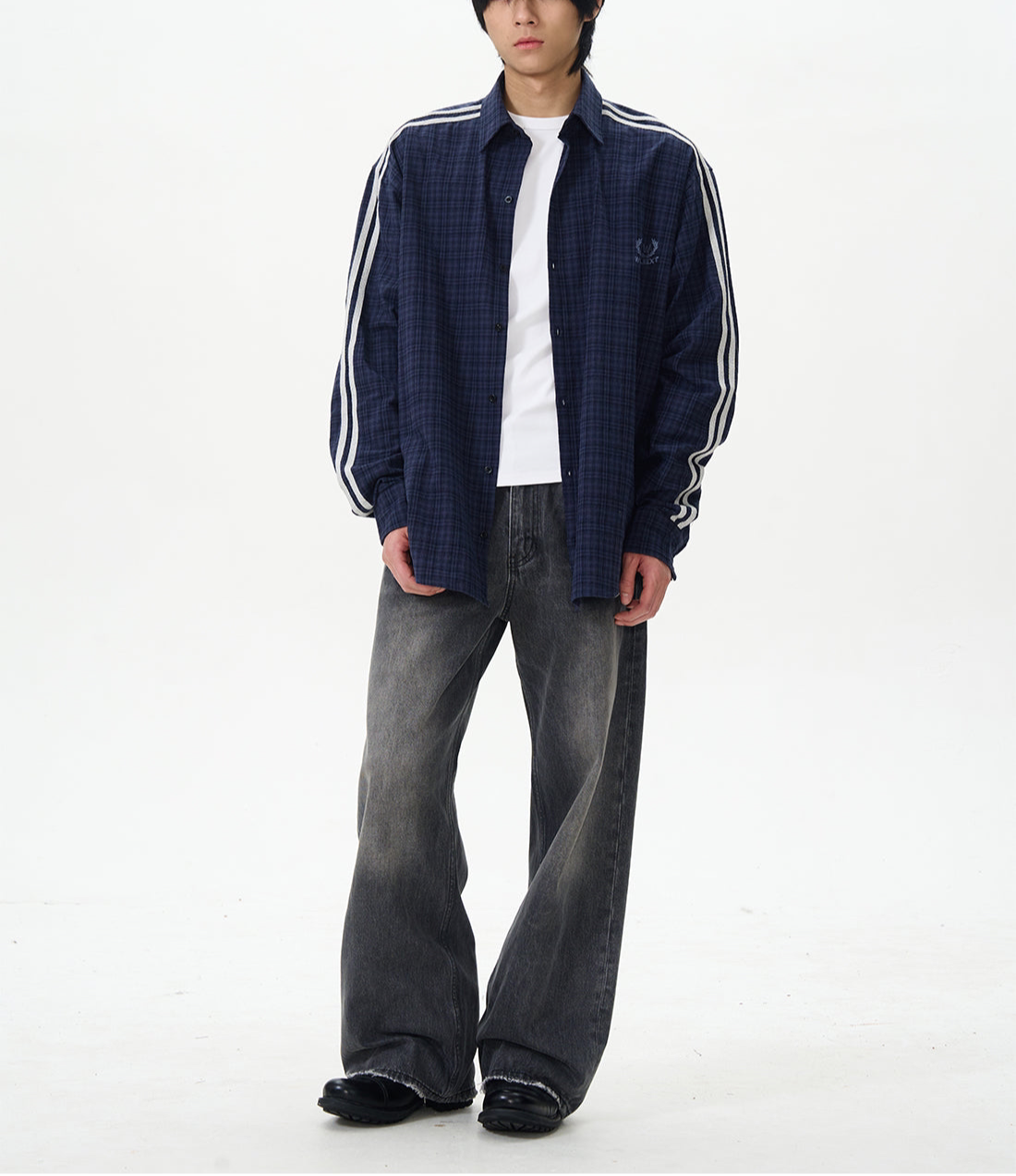 JS10078 Oversized Plaid Stripes Shirts
