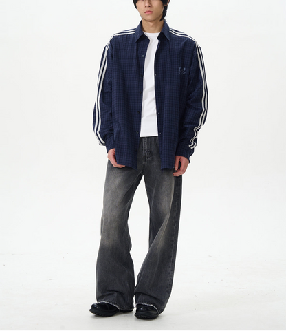 JS10078 Oversized Plaid Stripes Shirts