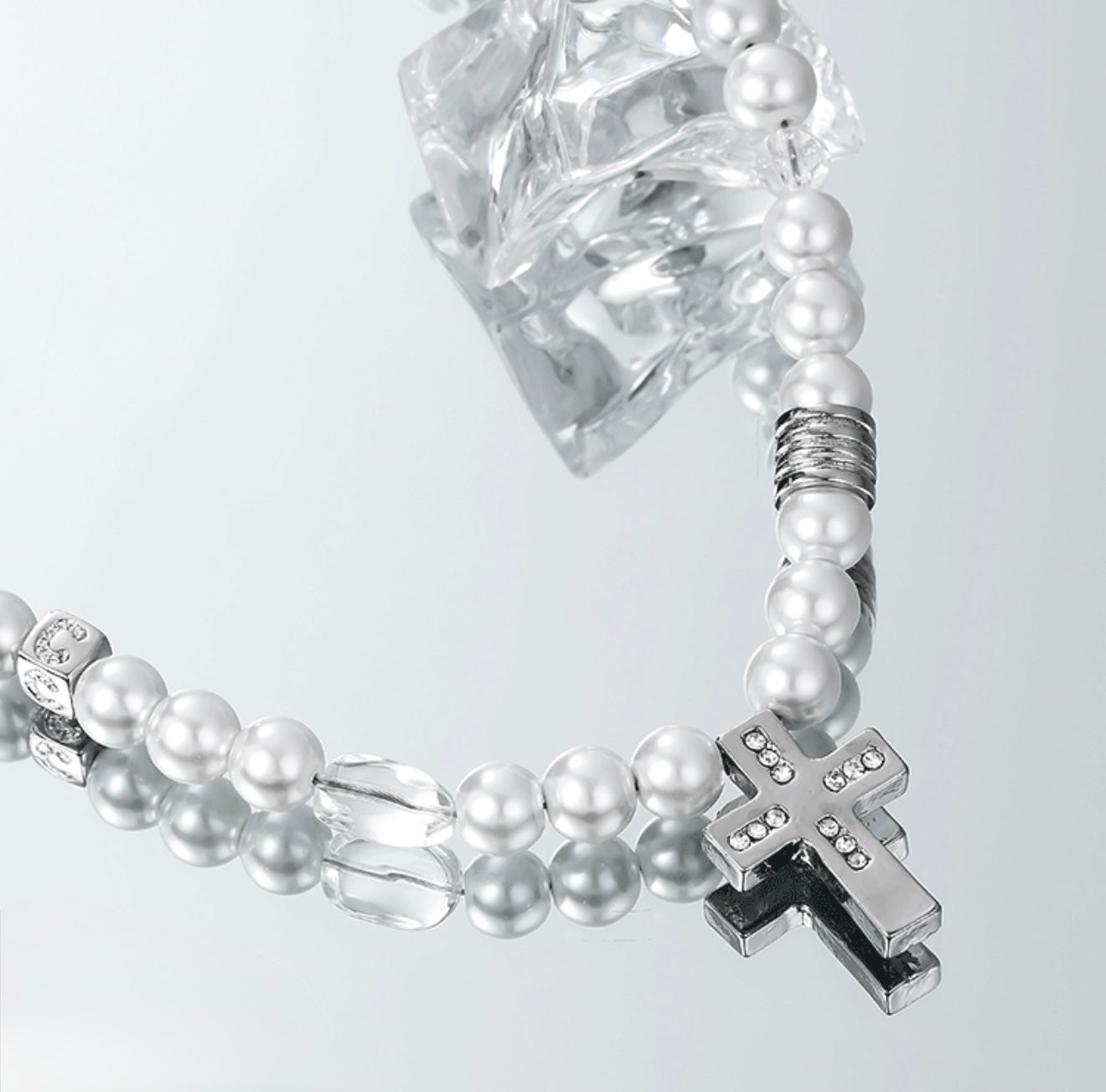 CN1014 Cross Necklace/ Baroque pearl