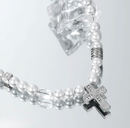 CN1014 Cross Necklace/ Baroque pearl