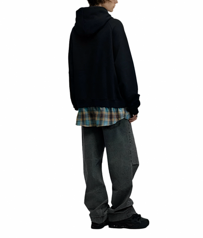 HS10006 Oversized Hoodie/ Plaid Fusion