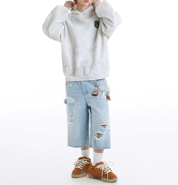 HS10029 Oversized hoodie/ Dirty Embroidered Badge