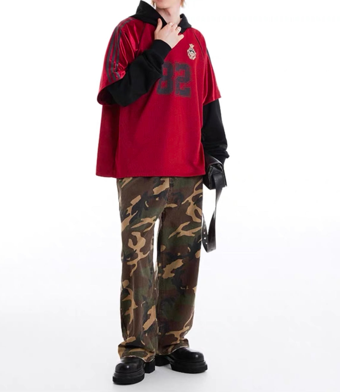 HS10031 Oversized hoodie/ Jersey Hybrid
