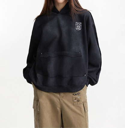 HS10029 Oversized hoodie/ Dirty Embroidered Badge