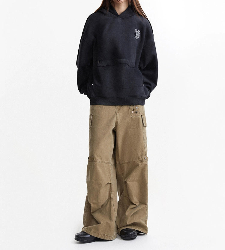 HS10029 Oversized hoodie/ Dirty Embroidered Badge