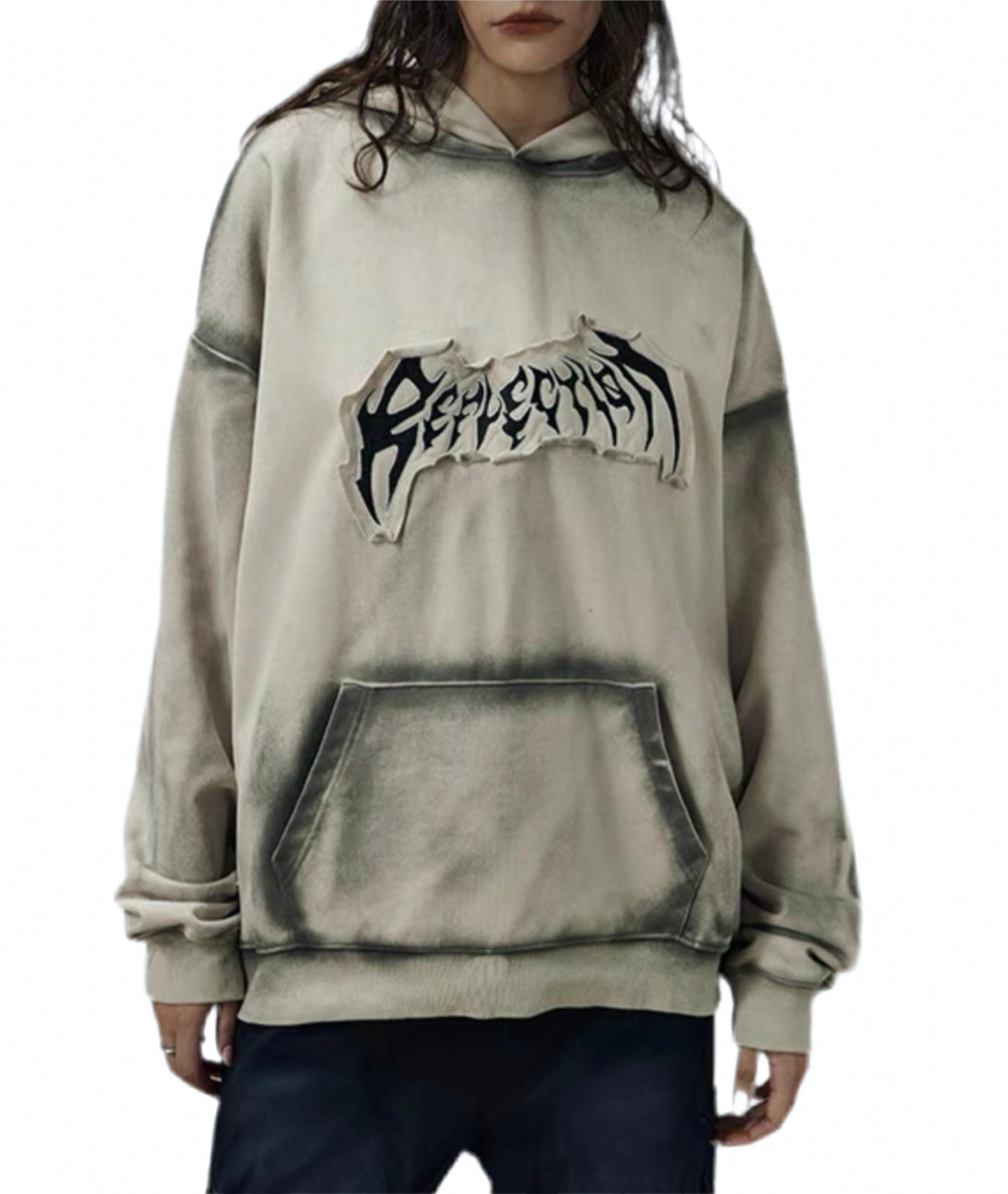 HS10022 Oversized hoodie/ Grunge Reflection