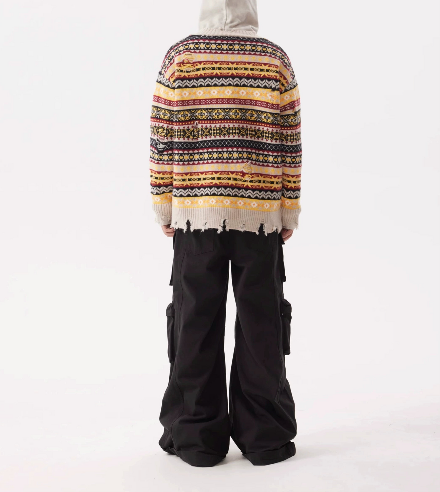 HS10042 Oversized Cardigan/ Retro Artisan Distressed