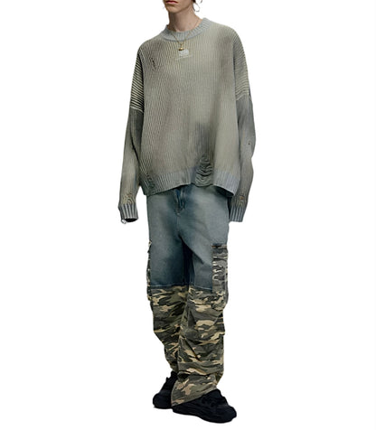 HS10017 Oversized knitted sweater/ Worn-In Wave