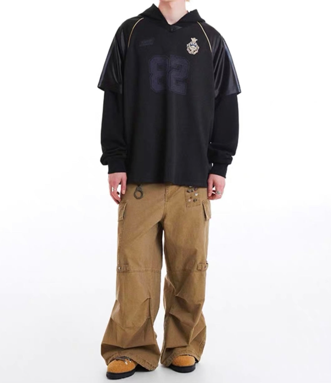 HS10031 Oversized hoodie/ Jersey Hybrid