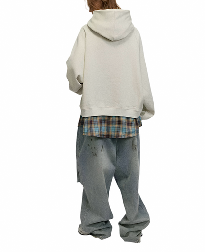 HS10006 Oversized Hoodie/ Plaid Fusion