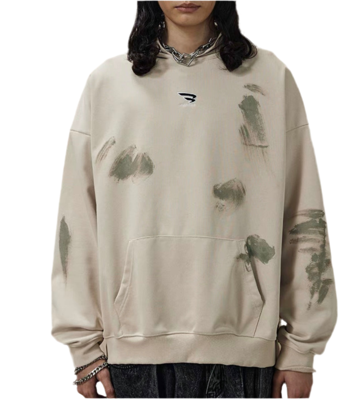 HS10012 Oversized hoodie/ Obsidian Streak