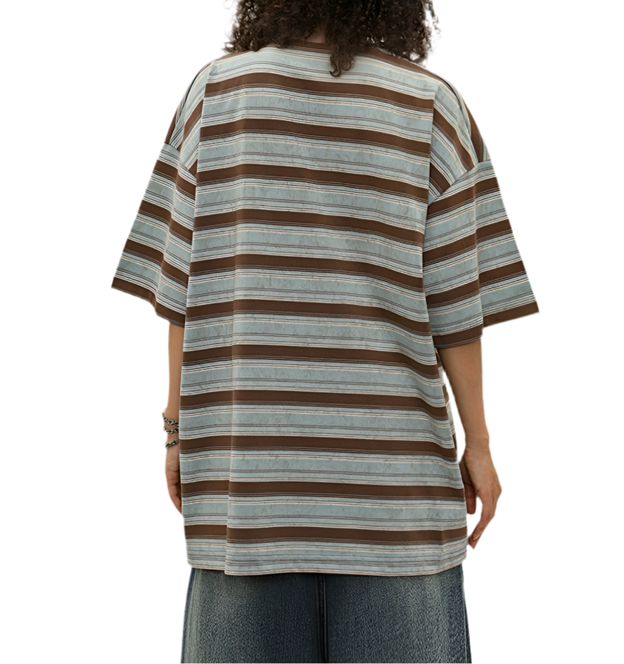 TLS105 Oversize tee/ Vintage Stripes