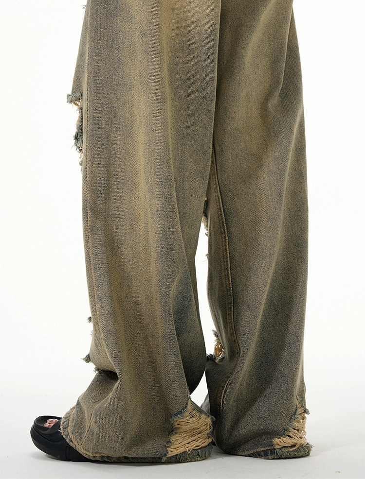 TJ10035 Baggy Jeans/ Retro Ripped Edge