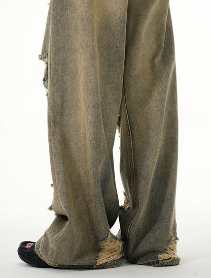 TJ10035 Baggy Jeans/ Retro Ripped Edge