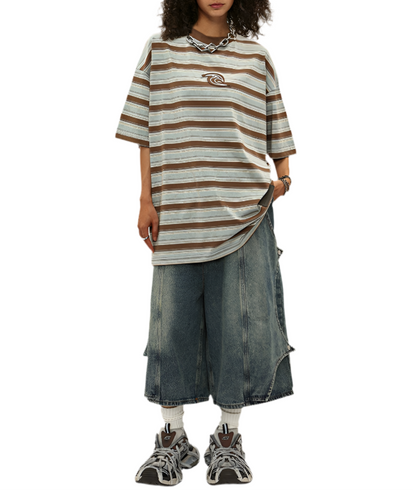 TLS105 Oversize tee/ Vintage Stripes