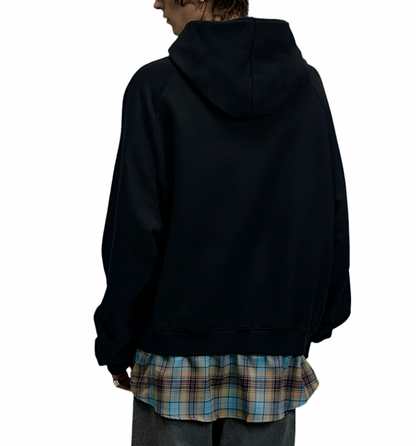 HS10006 Oversized Hoodie/ Plaid Fusion