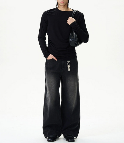 TJ10048 Baggy Jeans/ Classic Black Washed